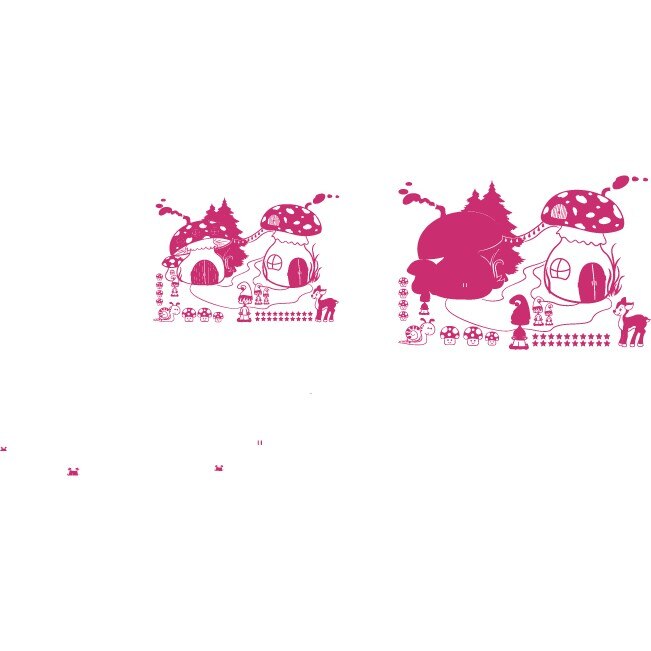 Casute din ciuperci - Sticker Decorativ - Magenta - 233 x 162 cm