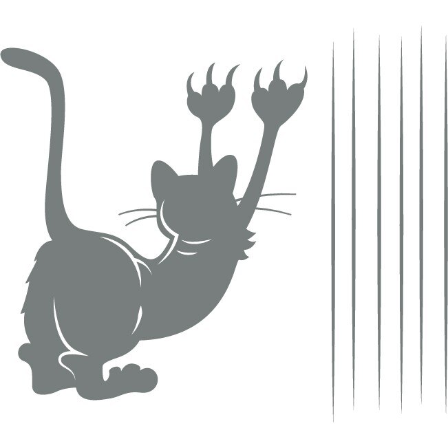 Pisica zgarietoare - Sticker Decorativ - Gri Metal - 89 x 102 cm