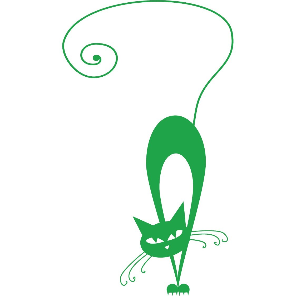 Pisica la panda - Sticker Decorativ - Verde - 69 x 119 cm