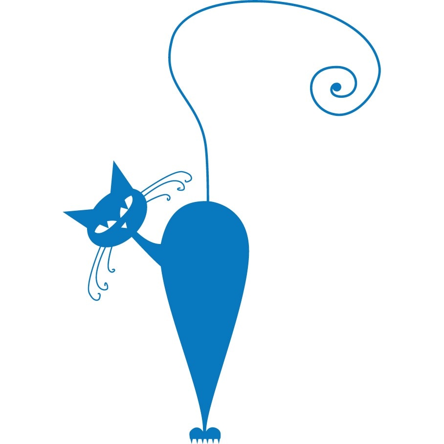Pisica atenta - Sticker Decorativ - Albastru - 64 x 89 cm