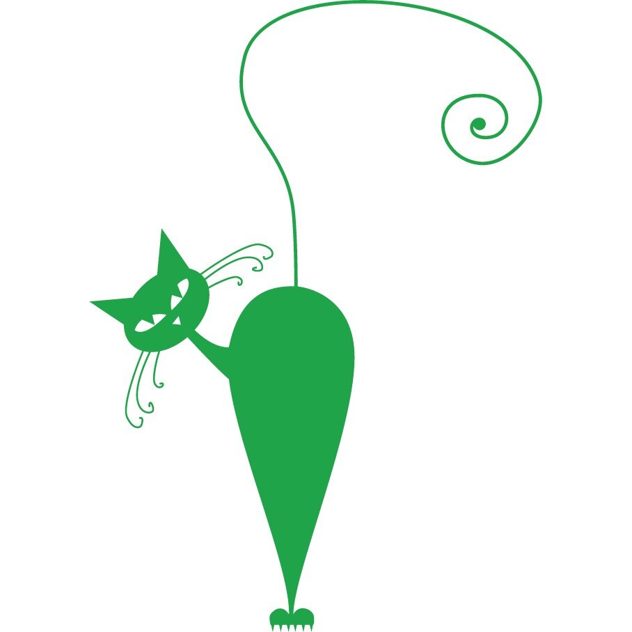 Pisica atenta - Sticker Decorativ - Verde - 64 x 89 cm
