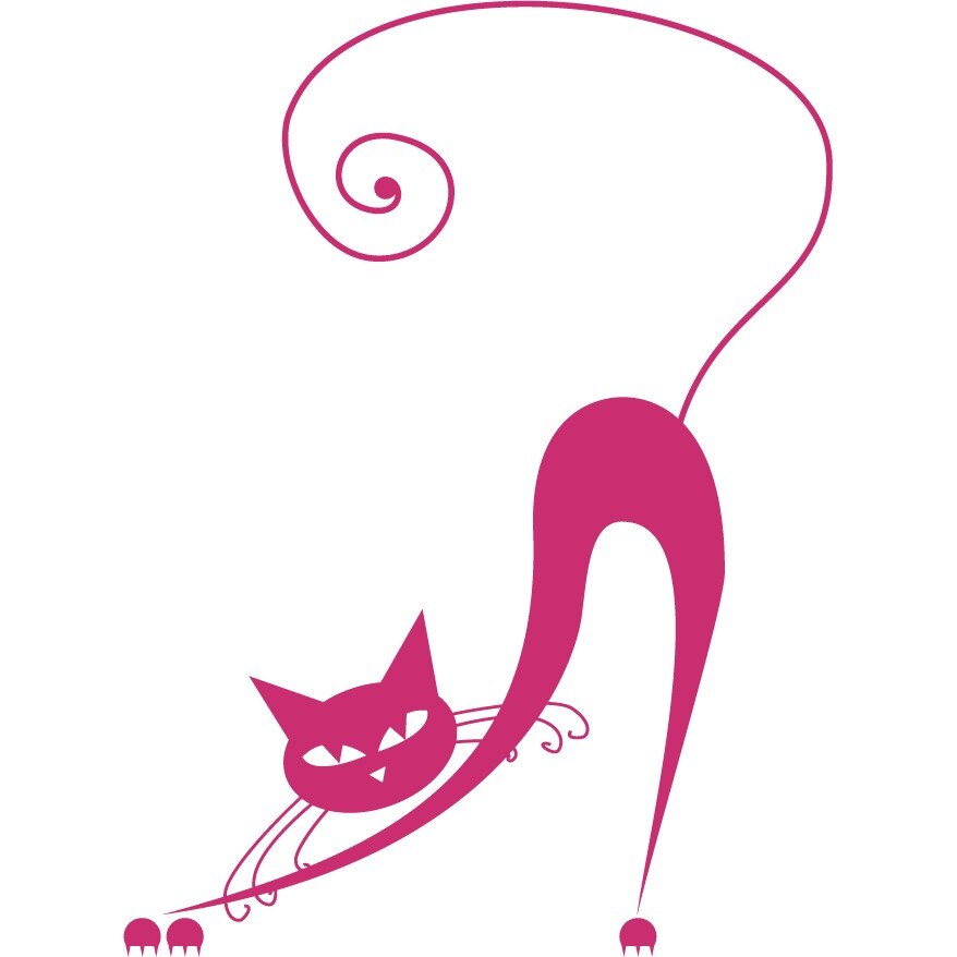 Pisica intinsa - Sticker Decorativ - Magenta - 66 x 89 cm