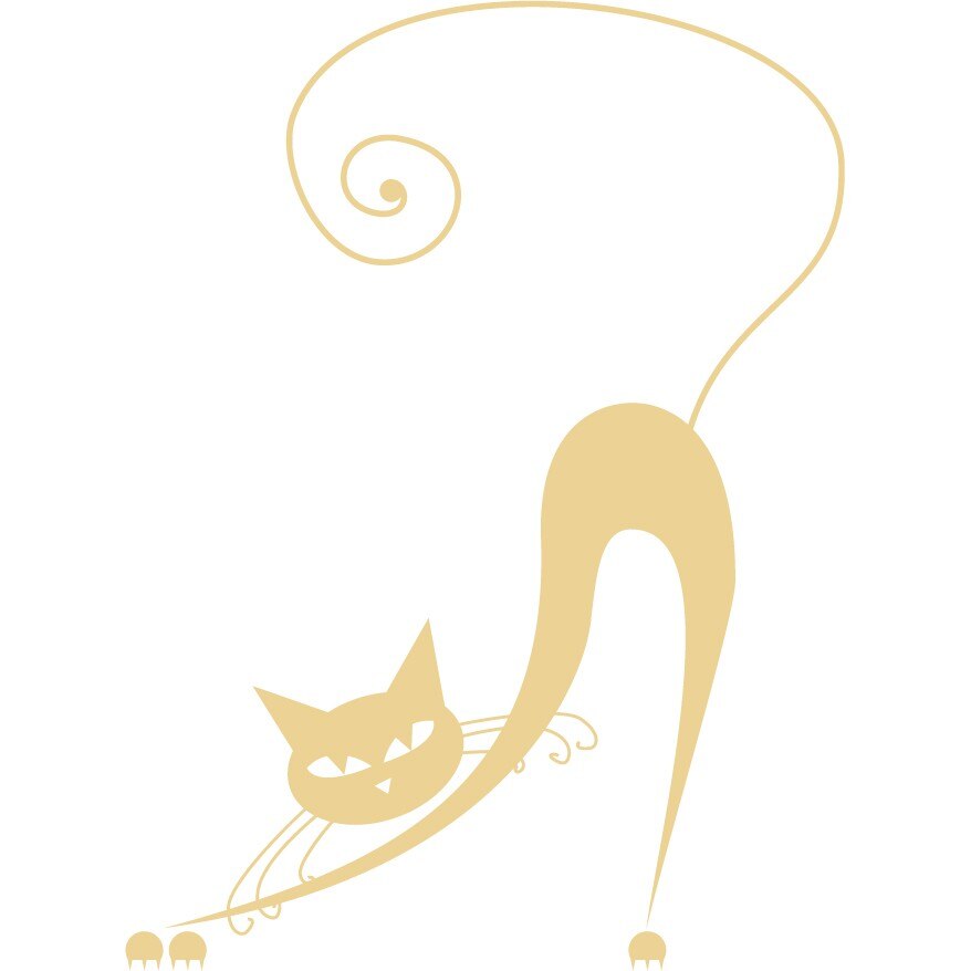 Pisica intinsa - Sticker Decorativ - Bej - 66 x 89 cm