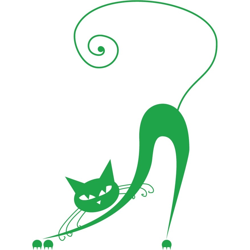 Pisica intinsa - Sticker Decorativ - Verde - 66 x 89 cm