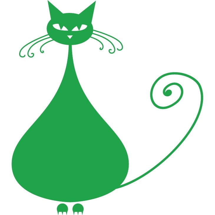 Pisica grasuta - Sticker Decorativ - Verde - 80 x 89 cm