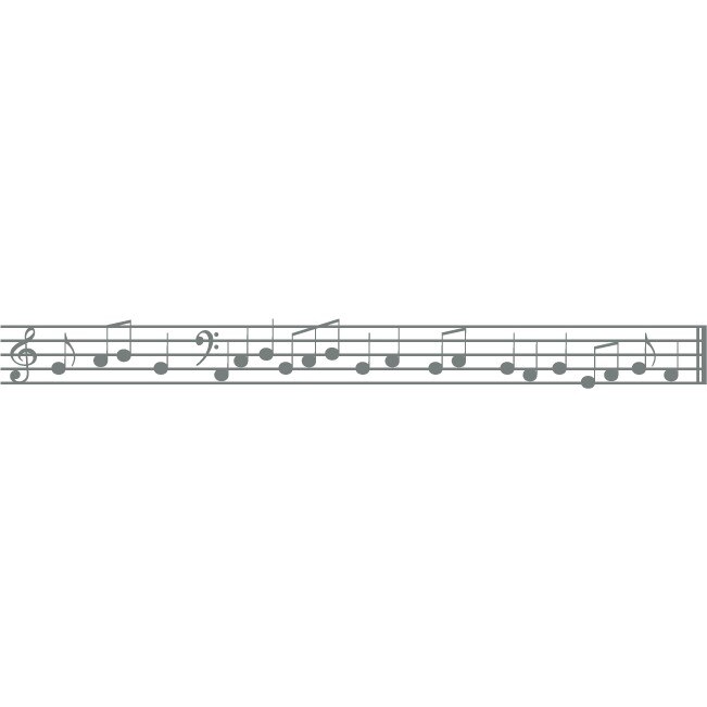 Note muzicale - Sticker Decorativ - Gri Metal - 119 x 12 cm