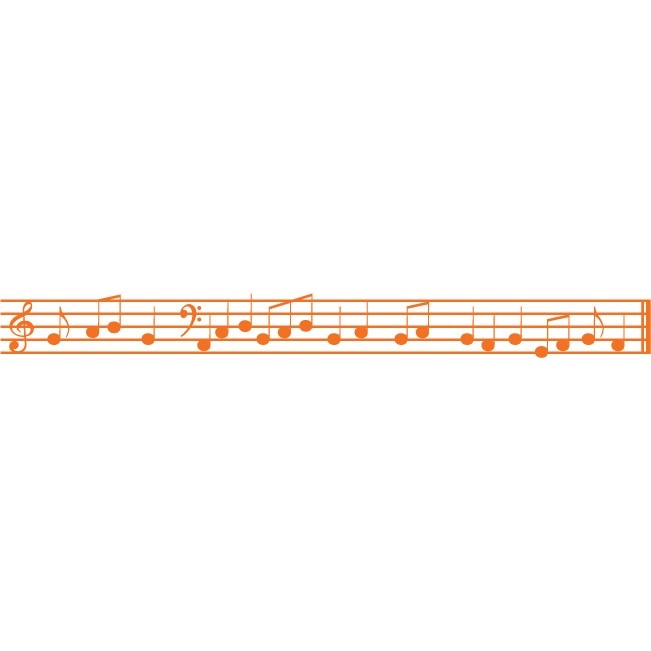 Note muzicale - Sticker Decorativ - Portocaliu - 119 x 12 cm