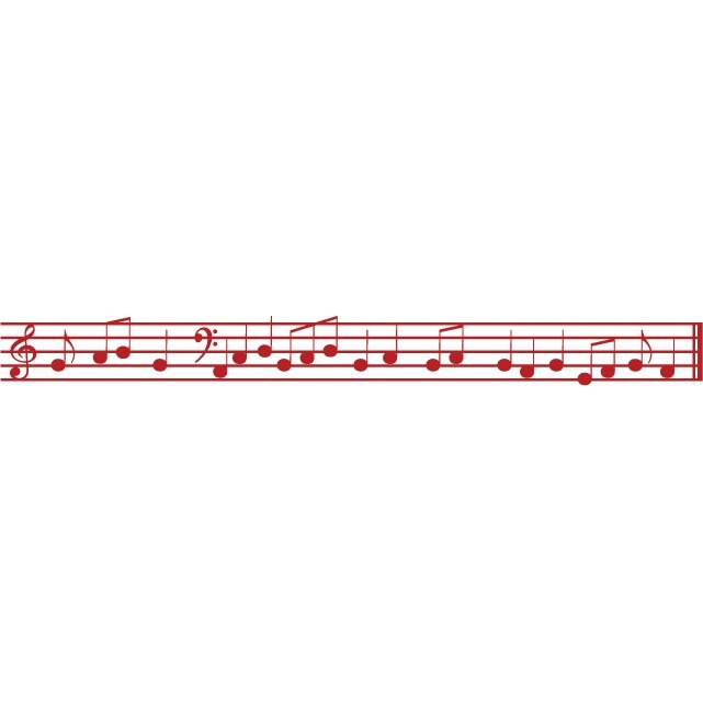 Note muzicale - Sticker Decorativ - Rosu Cardinal - 119 x 12 cm