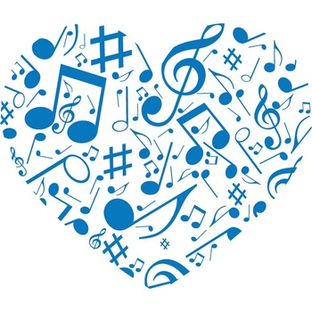 O inima muzicala - Sticker Decorativ - Albastru - 140 x 119 cm O inima muzicala - Sticker Decorativ - Albastru - 140 x 119 cm