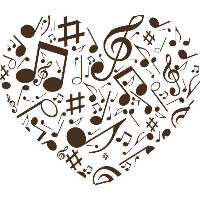 O inima muzicala - Sticker Decorativ - Choco - 105 x 89 cm