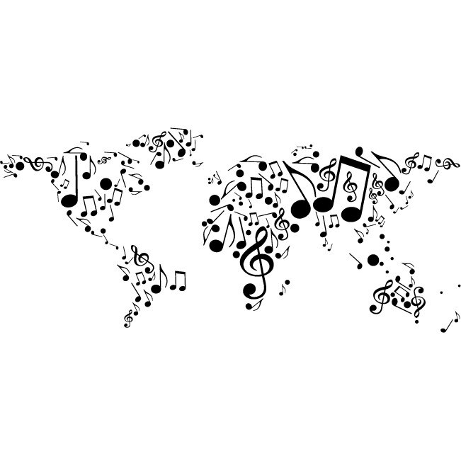 Tarile lumii danseaza - Sticker Decorativ - Negru - 268 x 119 cm