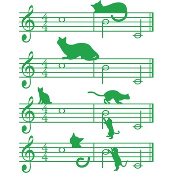 Pisici muzicieni - Sticker Decorativ - Verde - 119 x 153 cm Pisici muzicieni - Sticker Decorativ - Verde - 119 x 153 cm