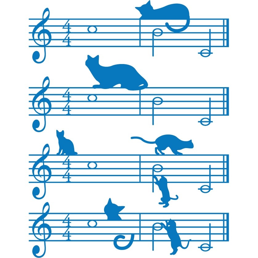 Pisici muzicieni - Sticker Decorativ - Albastru - 119 x 153 cm