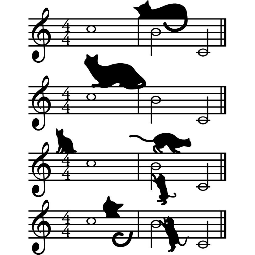 Pisici muzicieni - Sticker Decorativ - Negru - 119 x 153 cm