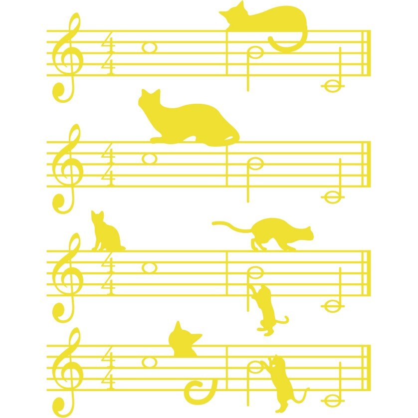 Pisici muzicieni - Sticker Decorativ - Lemon - 119 x 153 cm