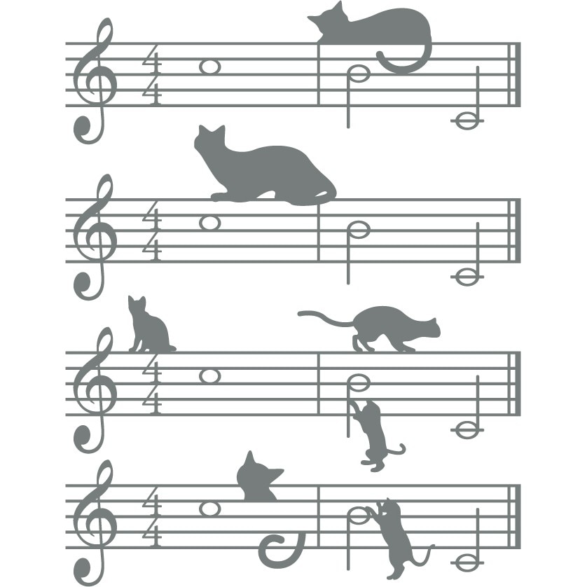 Pisici muzicieni - Sticker Decorativ - Gri Metal - 119 x 153 cm