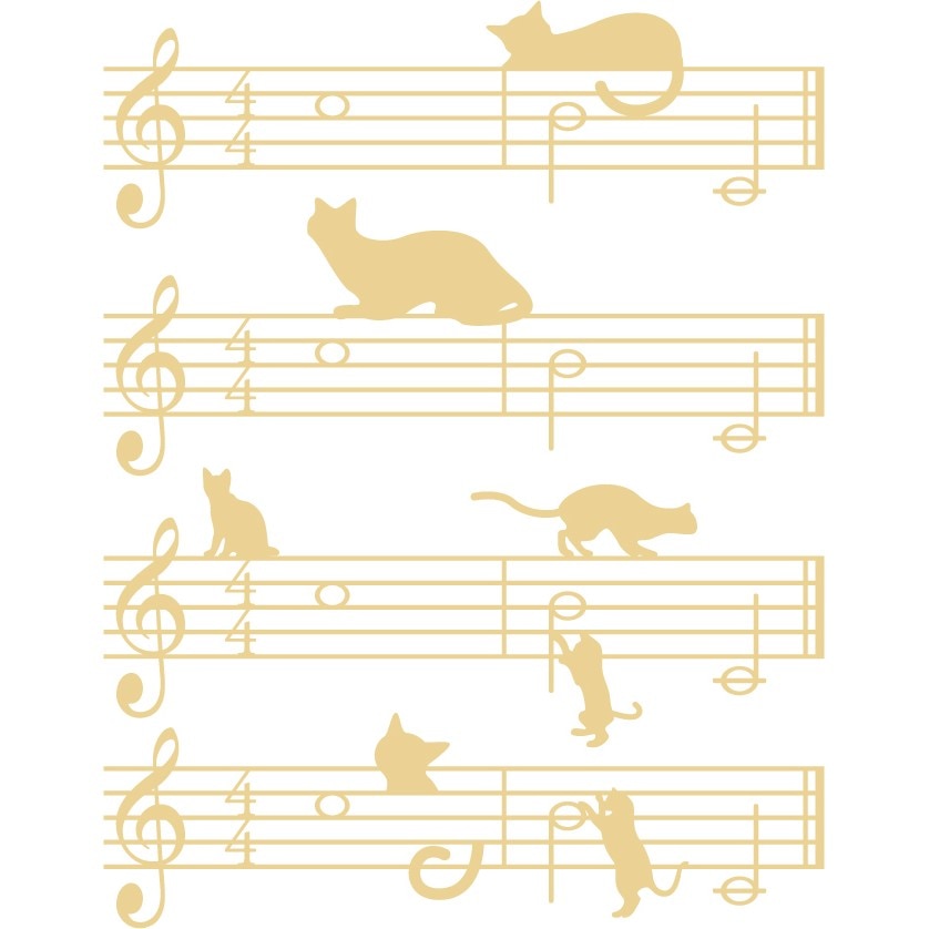 Pisici muzicieni - Sticker Decorativ - Bej - 119 x 153 cm