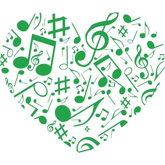 O inima muzicala - Sticker Decorativ - Verde - 105 x 89 cm