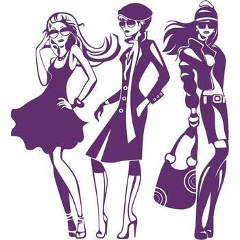 Fashion girls - Sticker Decorativ - Indigo - 119 x 130 cm Fashion girls - Sticker Decorativ - Indigo - 119 x 130 cm
