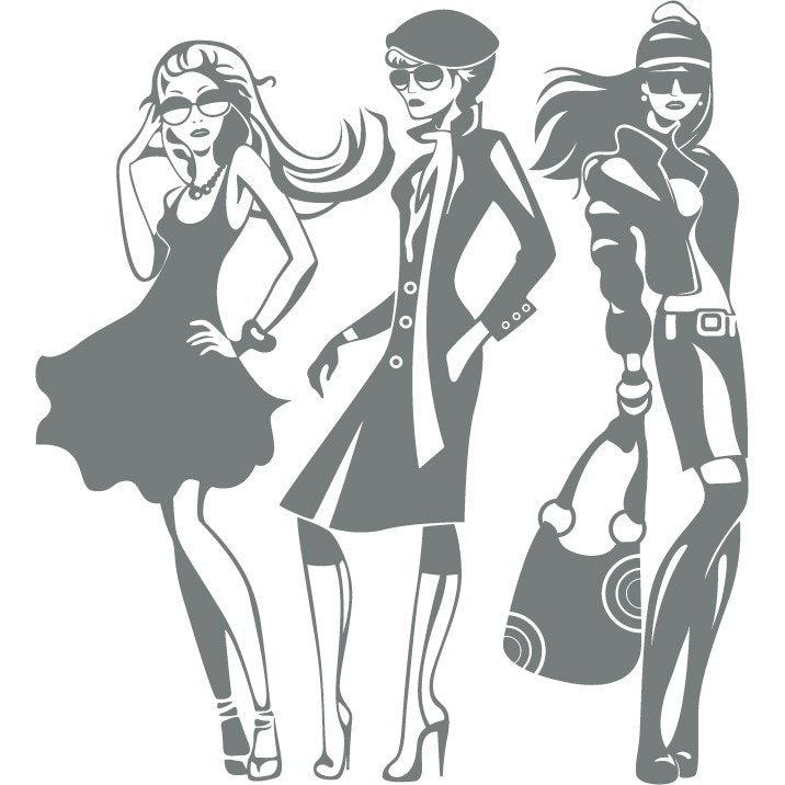 Fashion girls - Sticker Decorativ - Gri Metal - 89 x 98 cm