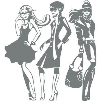 Fashion girls - Sticker Decorativ - Gri Metal - 119 x 130 cm Fashion girls - Sticker Decorativ - Gri Metal - 119 x 130 cm