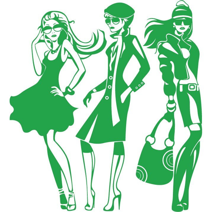 Fashion girls - Sticker Decorativ - Verde - 89 x 98 cm