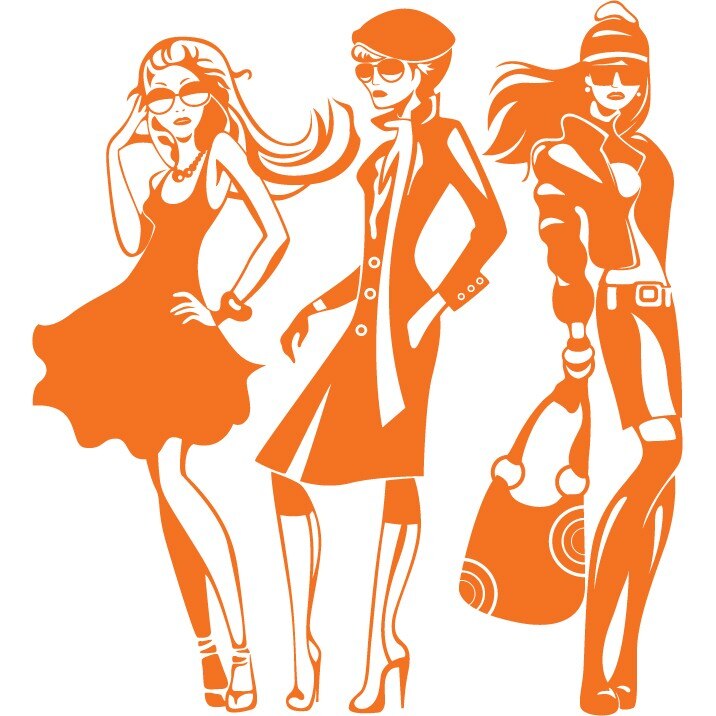 Fashion girls - Sticker Decorativ - Portocaliu - 89 x 98 cm