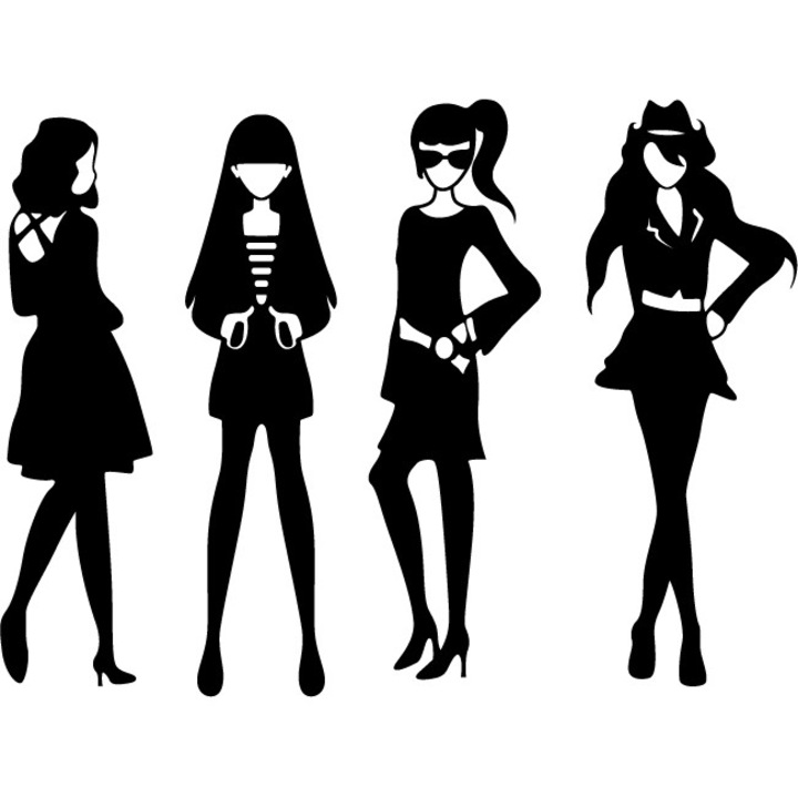 Fete la moda - Sticker Decorativ - Negru - 119 x 89 cm