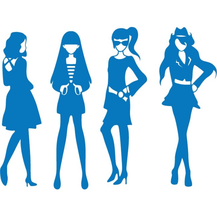 Fete la moda - Sticker Decorativ - Albastru - 159 x 119 cm