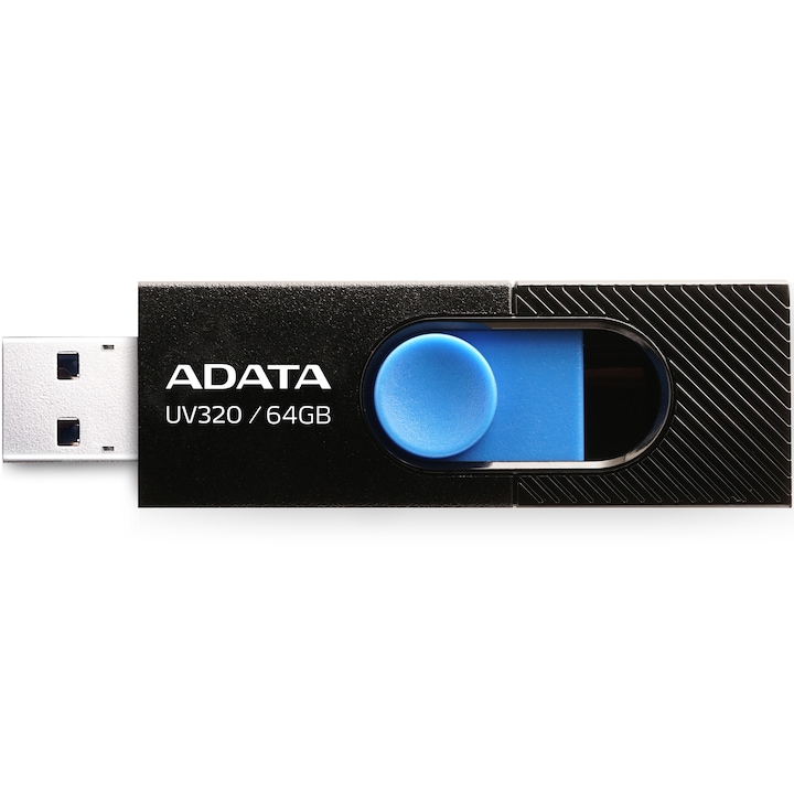 USB Flash памет ADATA UV320, 64GB, USB 3.2, Черна/Синя