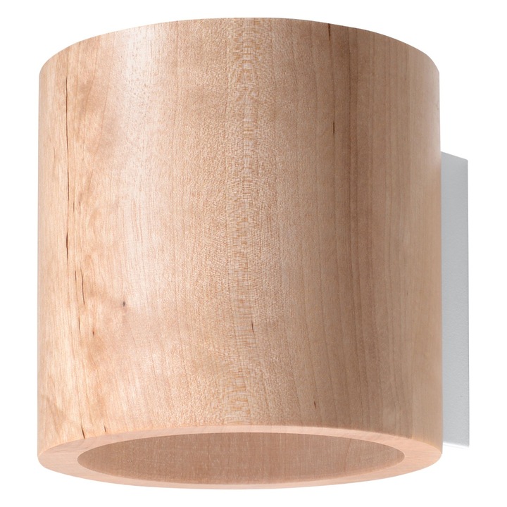 Lampa de perete Orbis din lemn natural, cu 1 bec cilindric scandinav, de interior