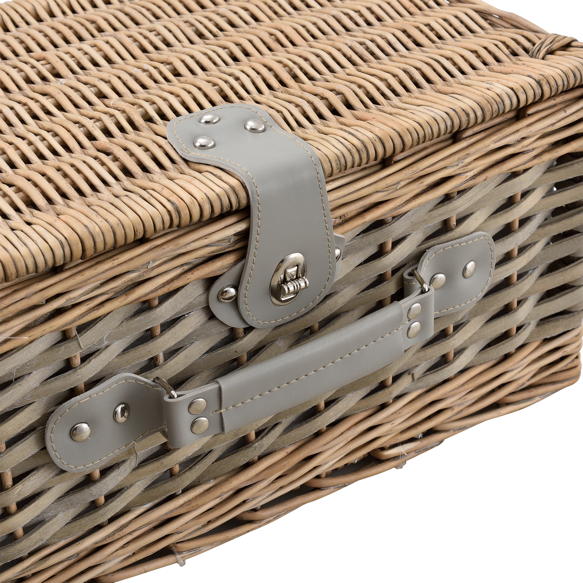 Cos picnic 4 persoane, casa.pro, 40 x 28 x 19 cm, rachita/poliuretan