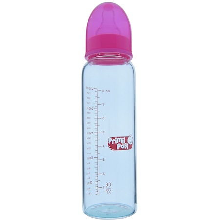 Biberon borosilicat (sticla) 240 ml, R0150 roz, Primii Pasi