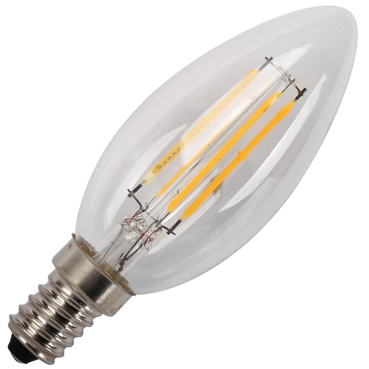 Bec cu led filament C35 E14 4W 230V lumina naturala Well