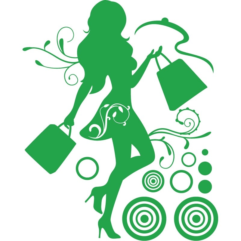 Printesa modei - Sticker Decorativ - Verde - 96 x 119 cm