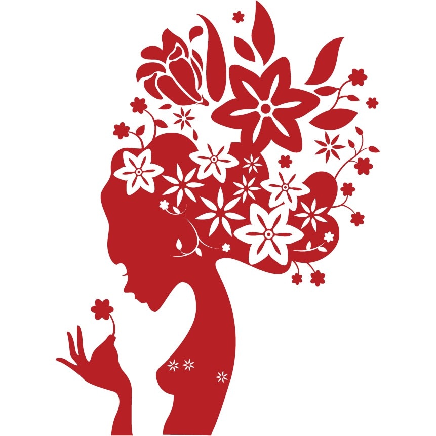 Frumusete inflorita - Sticker Decorativ - Rosu Cardinal - 119 x 160 cm