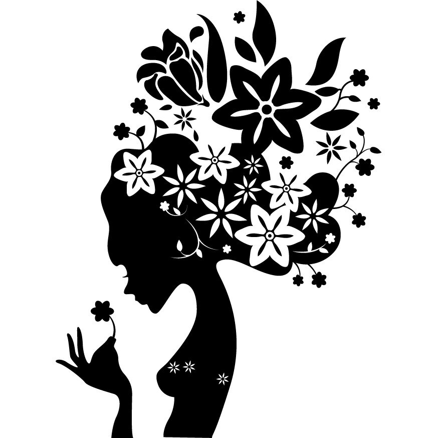 Frumusete inflorita - Sticker Decorativ - Negru - 119 x 160 cm