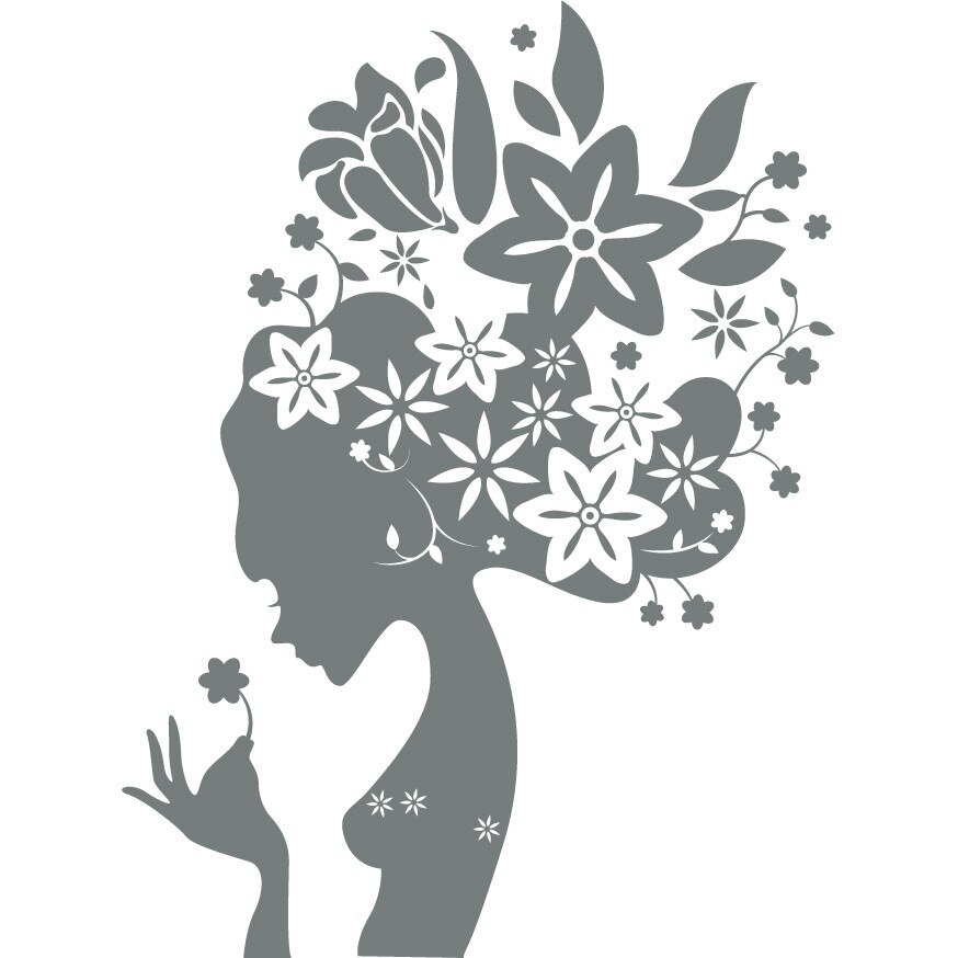 Frumusete inflorita - Sticker Decorativ - Gri Metal - 89 x 122 cm