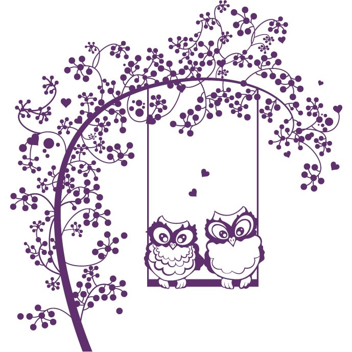 Bufnite indragostite - Sticker Decorativ - Indigo - 89 x 95 cm