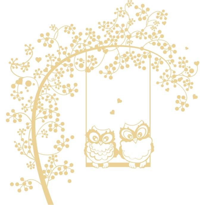 Bufnite indragostite - Sticker Decorativ - Bej - 89 x 95 cm