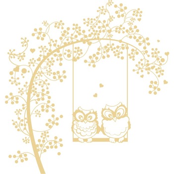 Bufnite indragostite - Sticker Decorativ - Bej - 89 x 95 cm Bufnite indragostite - Sticker Decorativ - Bej - 89 x 95 cm