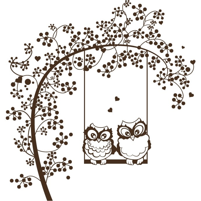 Bufnite indragostite - Sticker Decorativ - Choco - 89 x 95 cm