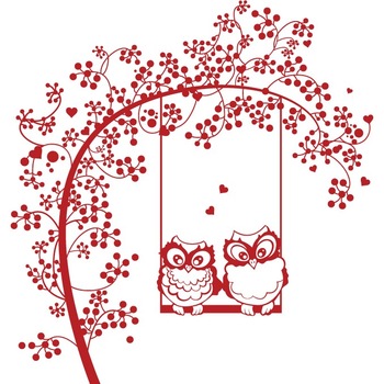 Bufnite indragostite - Sticker Decorativ - Rosu Cardinal - 119 x 126 cm Bufnite indragostite - Sticker Decorativ - Rosu Cardinal - 119 x 126 cm