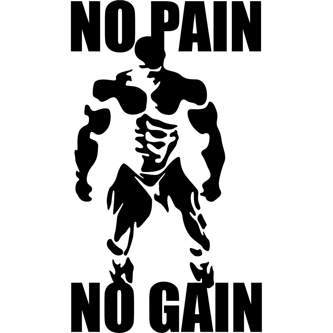 No Pain, No Gain 2 - Sticker Decorativ - Negru - 119 x 208 cm