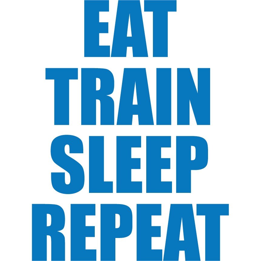 Eat... Train... Sleep - Sticker Decorativ - Albastru - 119 x 158 cm