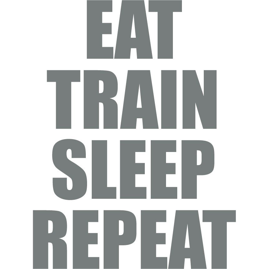 Eat... Train... Sleep - Sticker Decorativ - Gri Metal - 119 x 158 cm