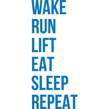 Wake... Run... Lift... - Sticker Decorativ - Albastru - 135 x 56 cm Wake... Run... Lift... - Sticker Decorativ - Albastru - 135 x 56 cm