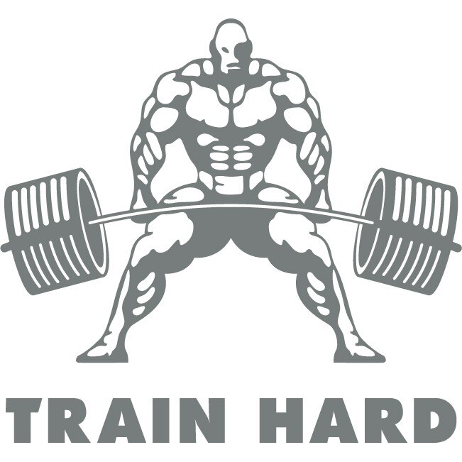 Train Hard - Sticker Decorativ - Gri Metal - 98 x 89 cm