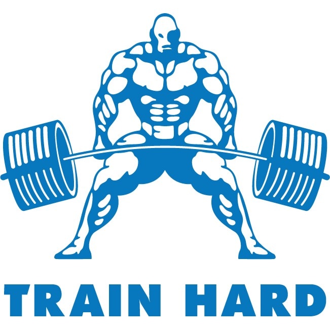 Train Hard - Sticker Decorativ - Albastru - 130 x 119 cm