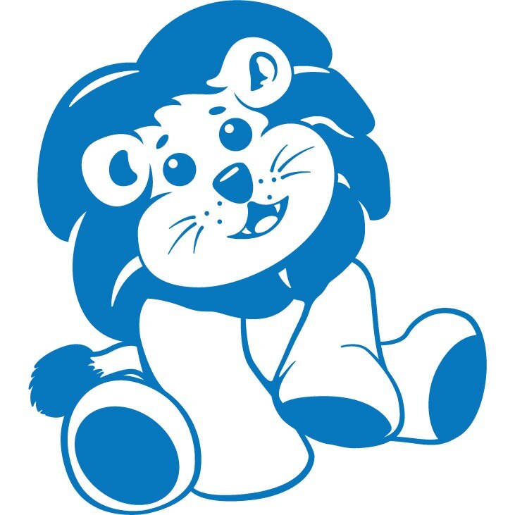 Pui de leu - Sticker Decorativ - Albastru - 89 x 100 cm